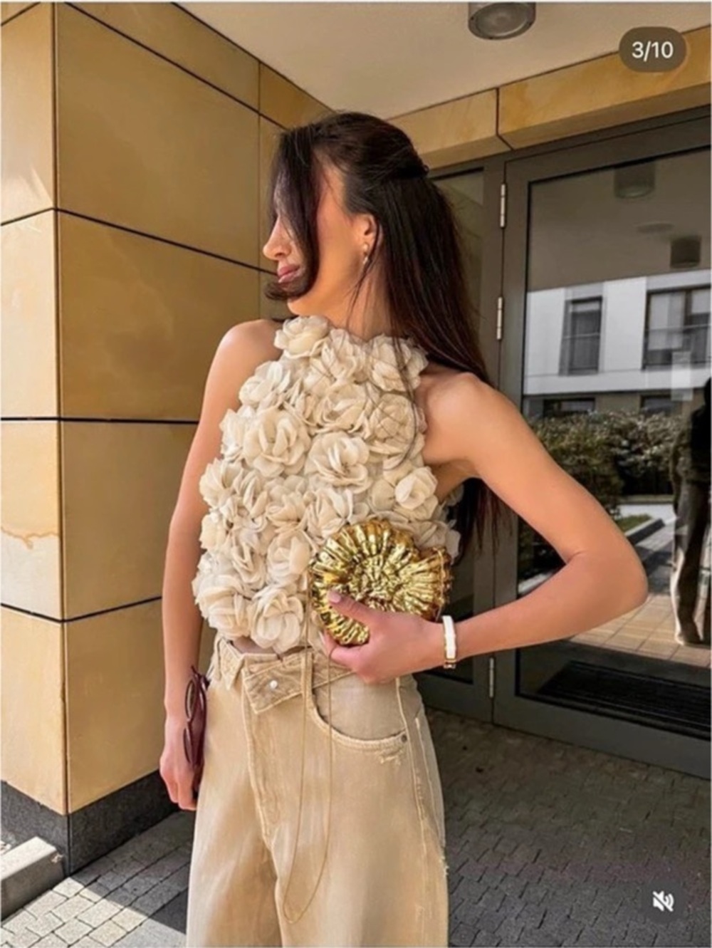 Floral Crop Top in Cream Like New